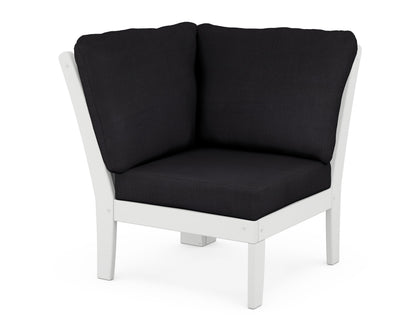 POLYWOOD® Braxton Modular Corner Chair in White / Midnight Linen