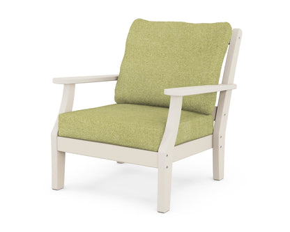 Martha Stewart by POLYWOOD® Chinoiserie Deep Seating Chair in Sand / Chartreuse Boucle