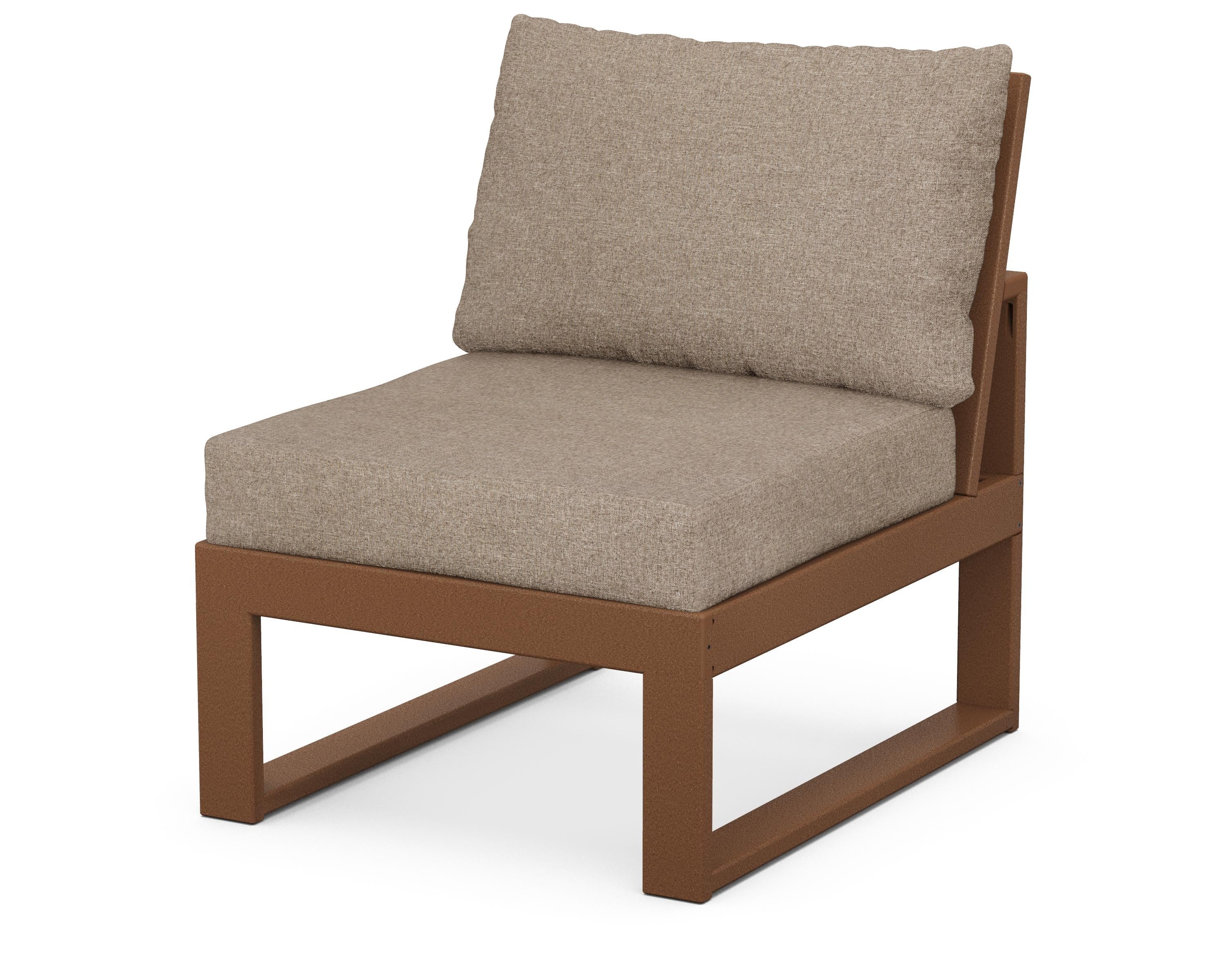 Unbranded Modular Armless Chair in Teak / Spiced Burlap