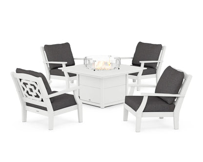 Chinoiserie 5-Piece Deep Seating Set with Fire Pit Table