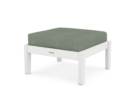 Martha Stewart by POLYWOOD® Chinoiserie Deep Seating Ottoman in White / Cast Sage
