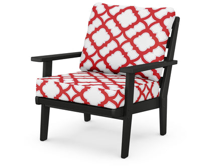 POLYWOOD® Grant Park Deep Seating Chair in Black / Trellis Crimson