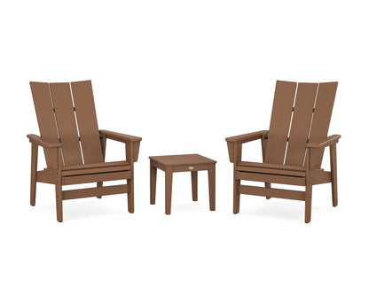 POLYWOOD® 3-Piece Modern Grand Upright Adirondack Set in Teak