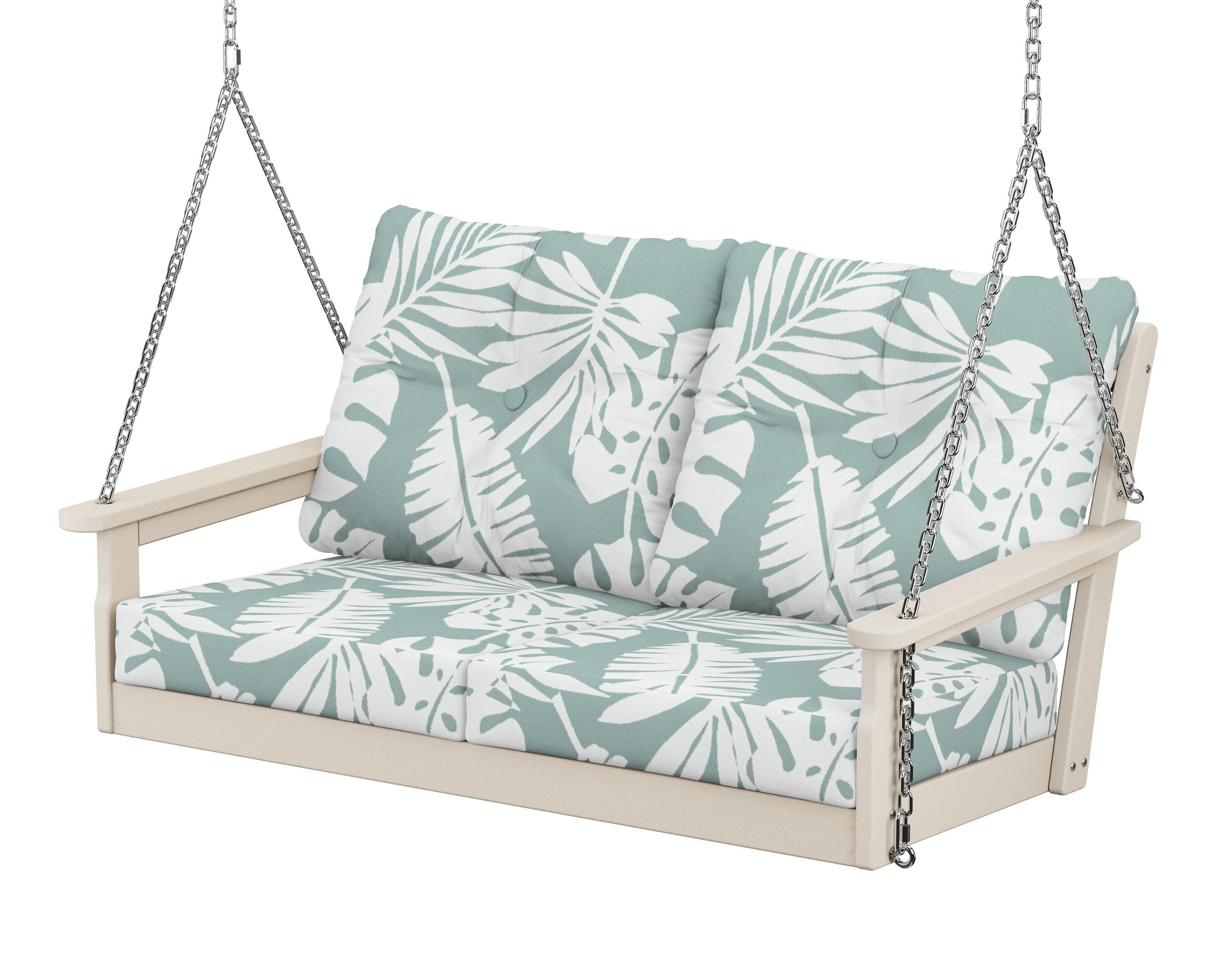 POLYWOOD® Vineyard Deep Seating Swing in Sand / Leaf Glacier Spa