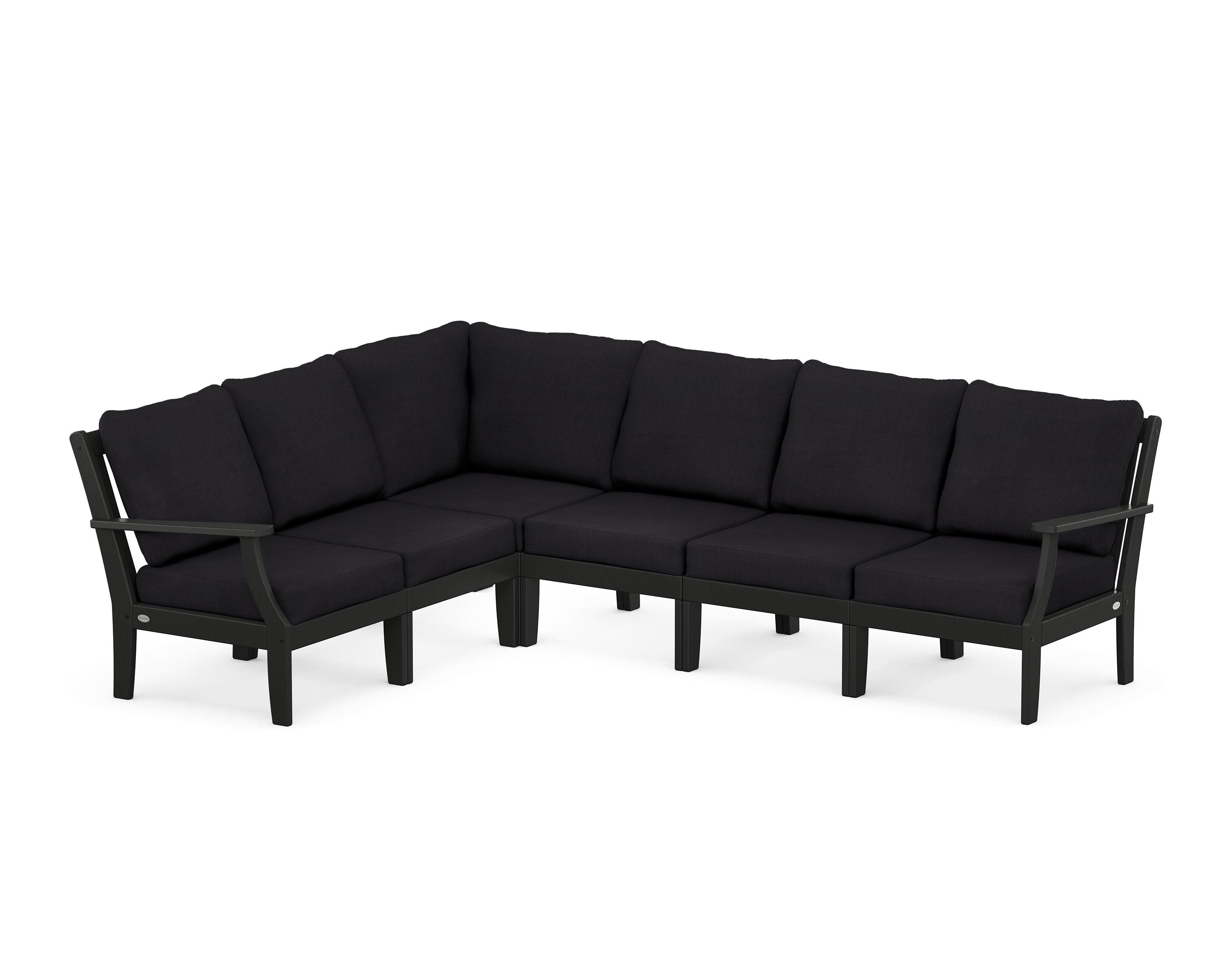 POLYWOOD® Braxton Modular 6-Piece Deep Seating Set in Black / Midnight Linen