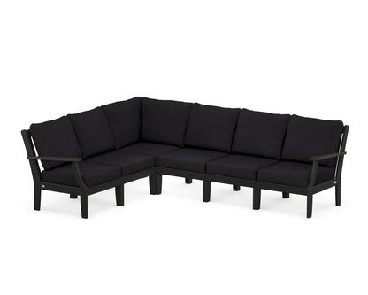 POLYWOOD® Braxton Modular 6-Piece Deep Seating Set in Black / Midnight Linen