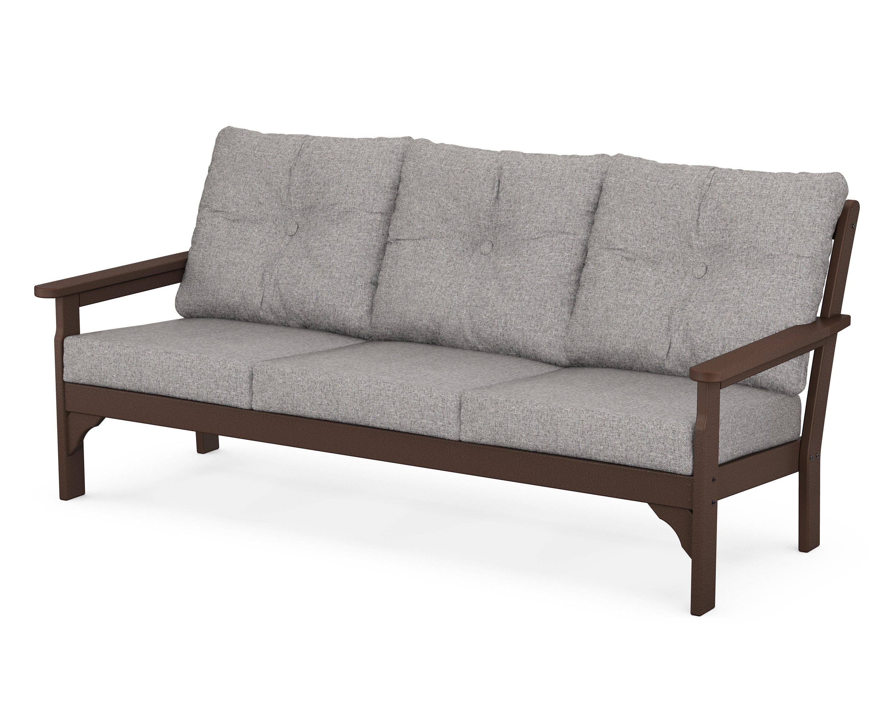 POLYWOOD® Vineyard Deep Seating Sofa in Mahogany / Grey Mist