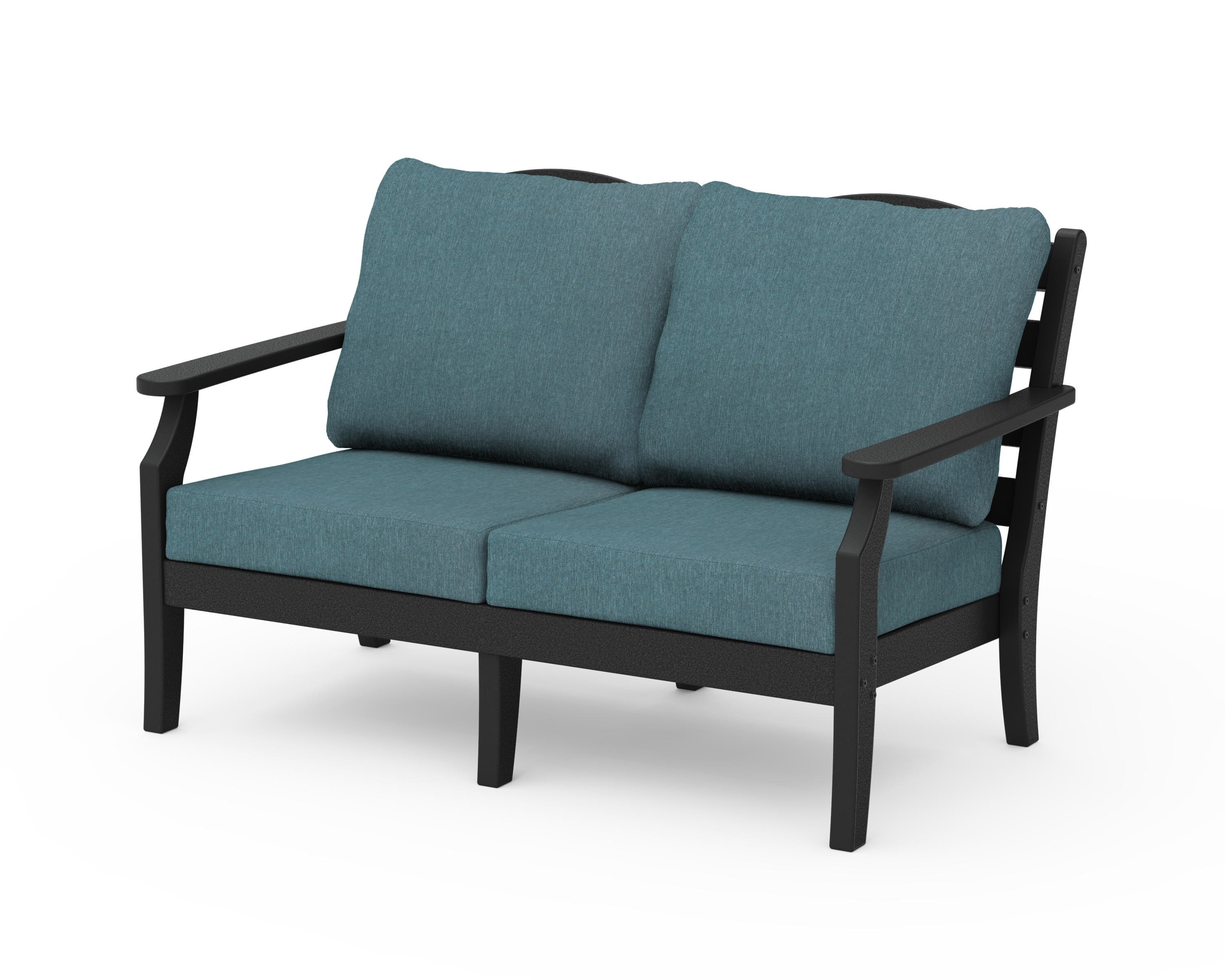 Draper James™ by  POLYWOOD® Savannah Deep Seating Loveseat in Black / Ocean Teal