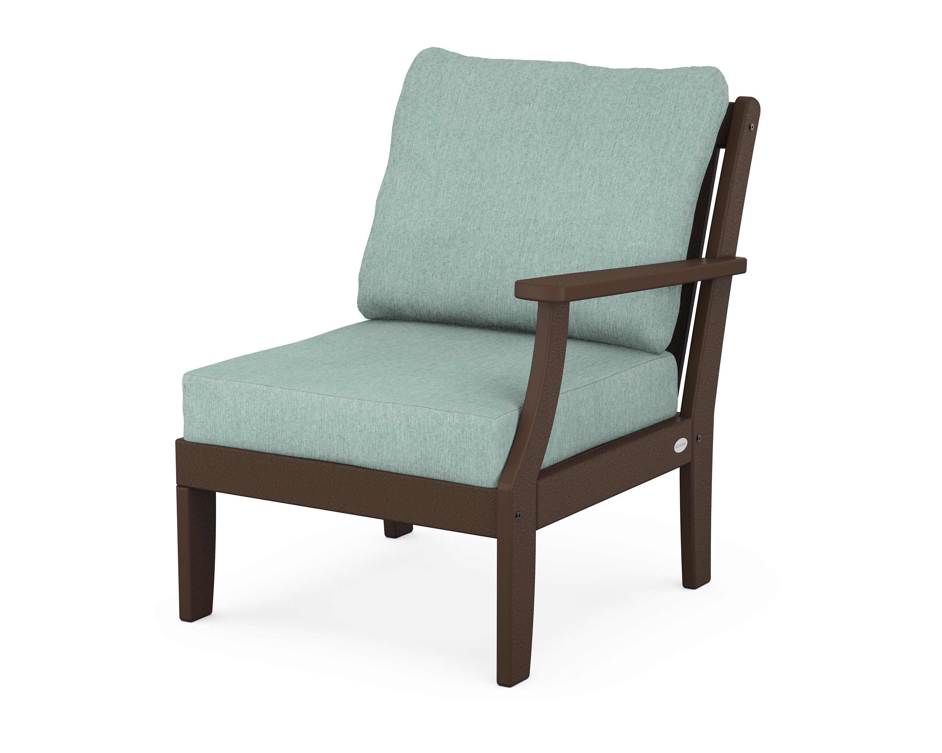 POLYWOOD® Braxton Modular Right Arm Chair in Mahogany / Glacier Spa
