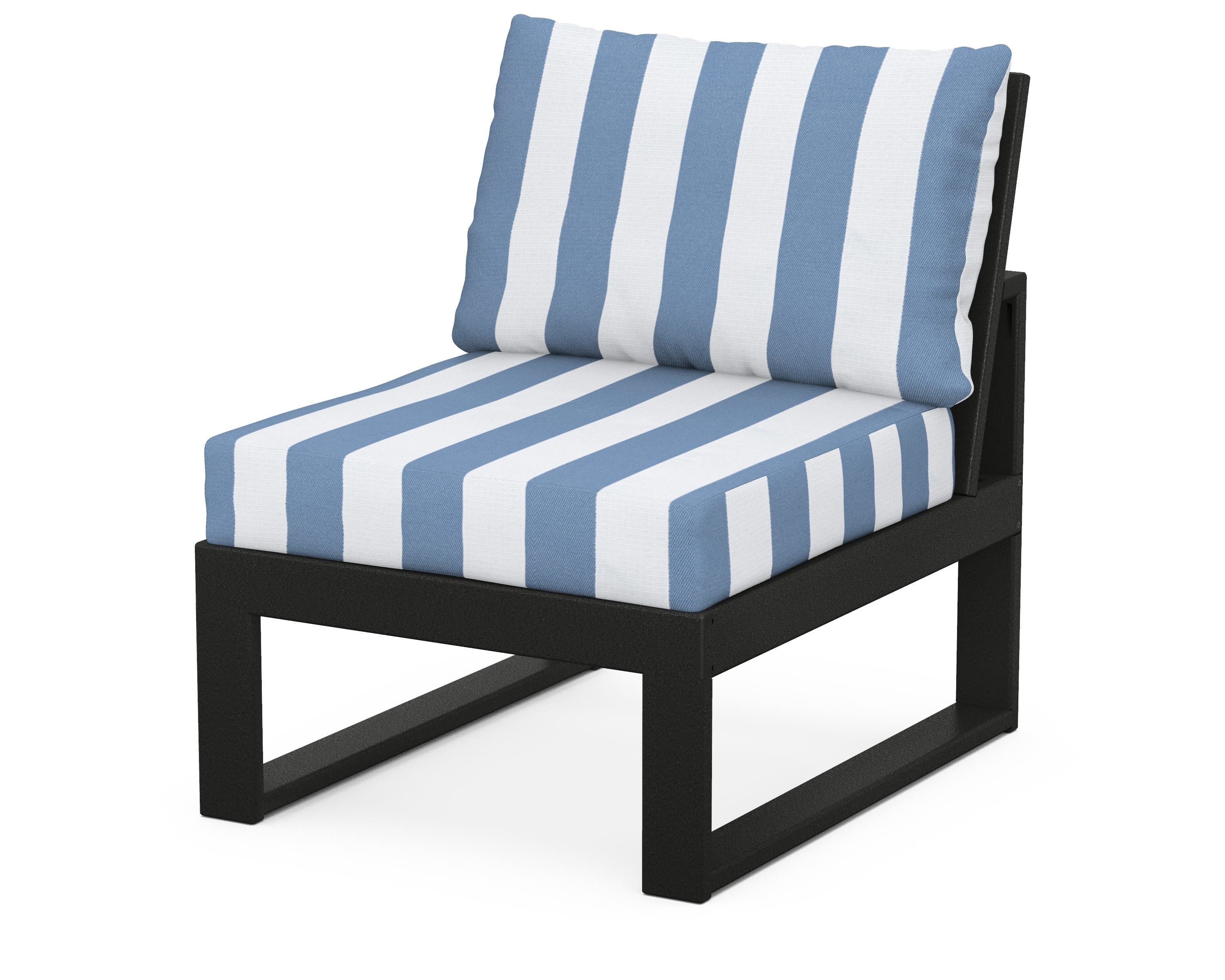 Unbranded Modular Armless Chair in Black / Cabana Stripe Sky Blue
