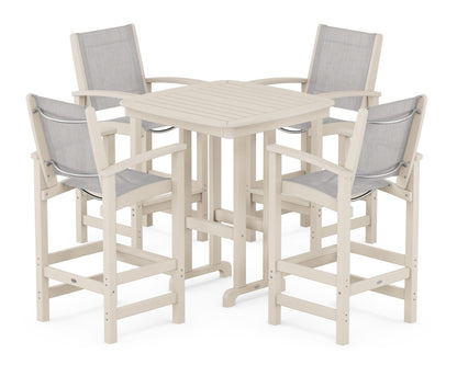 POLYWOOD® Coastal 5-Piece Bar Set in Sand / Parchment Sling