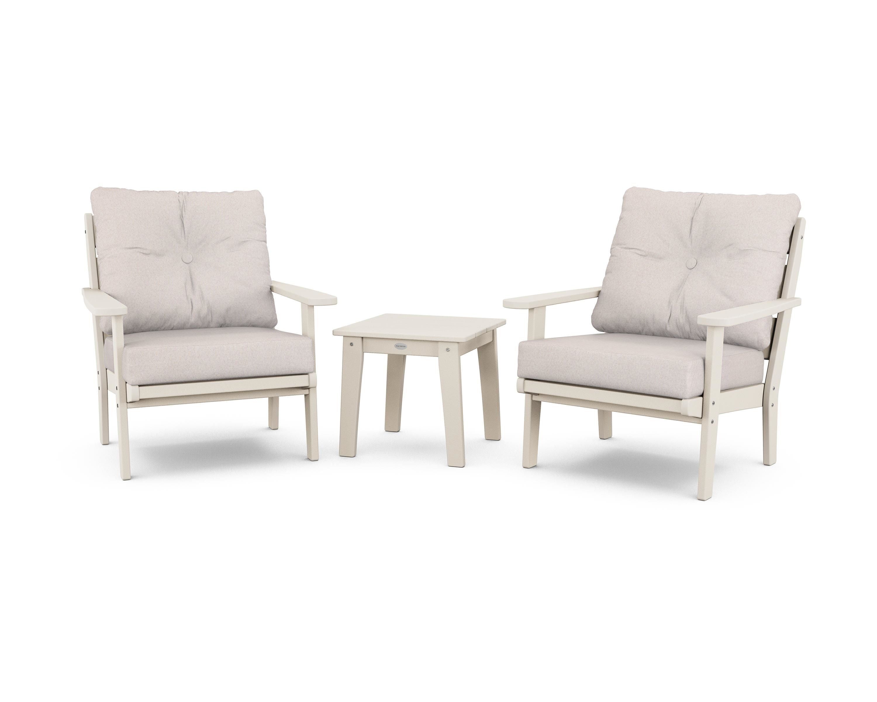 POLYWOOD® Lakeside 3-Piece Deep Seating Chair Set in Sand / Dune Burlap