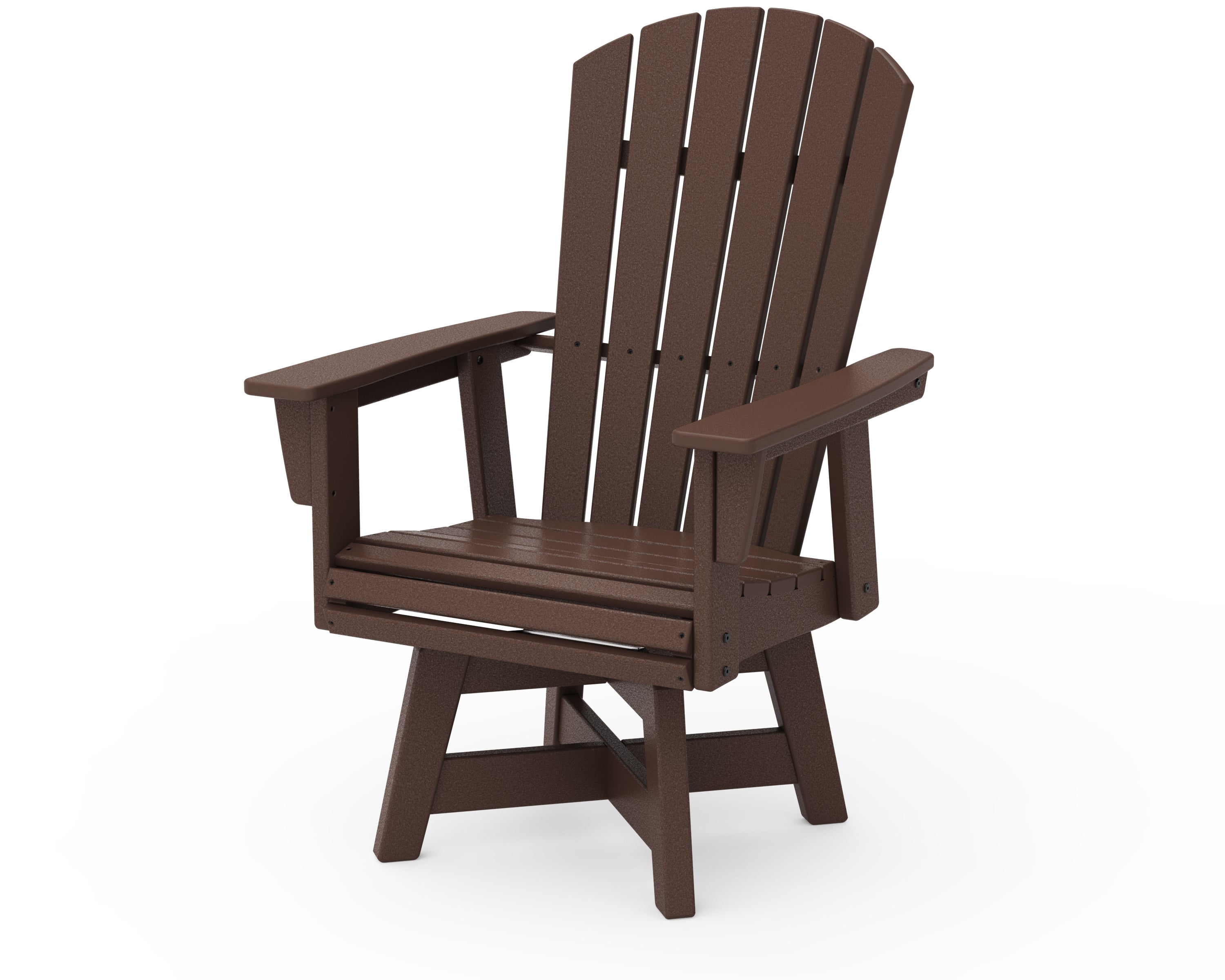 POLYWOOD® Nautical Curveback Adirondack Swivel Dining Chair in Mahogany