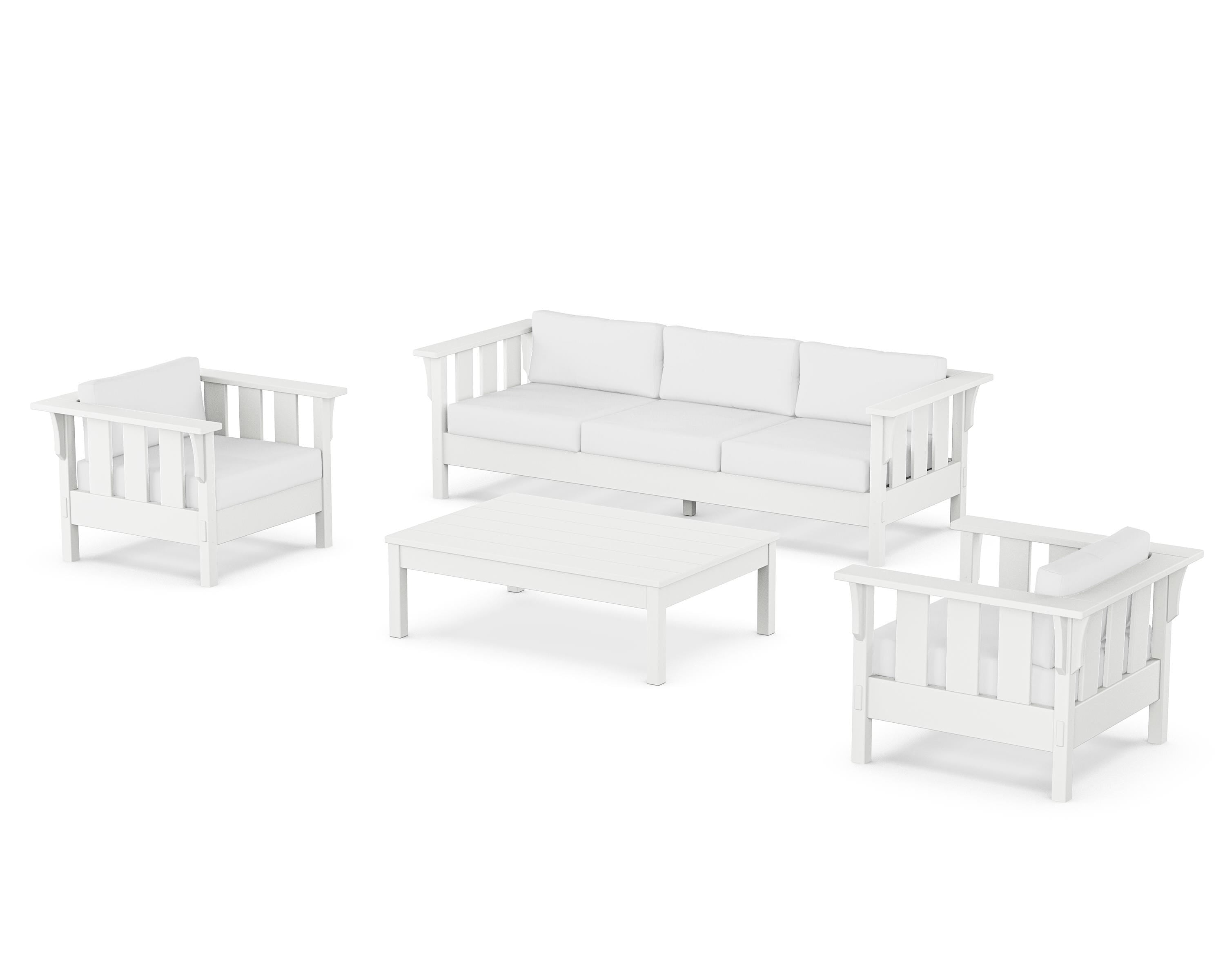 Martha Stewart by POLYWOOD® Acadia 4-Piece Deep Seating Set with Sofa in White / Natural