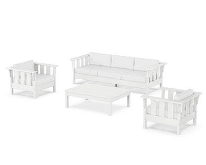 Martha Stewart by POLYWOOD® Acadia 4-Piece Deep Seating Set with Sofa in White / Natural
