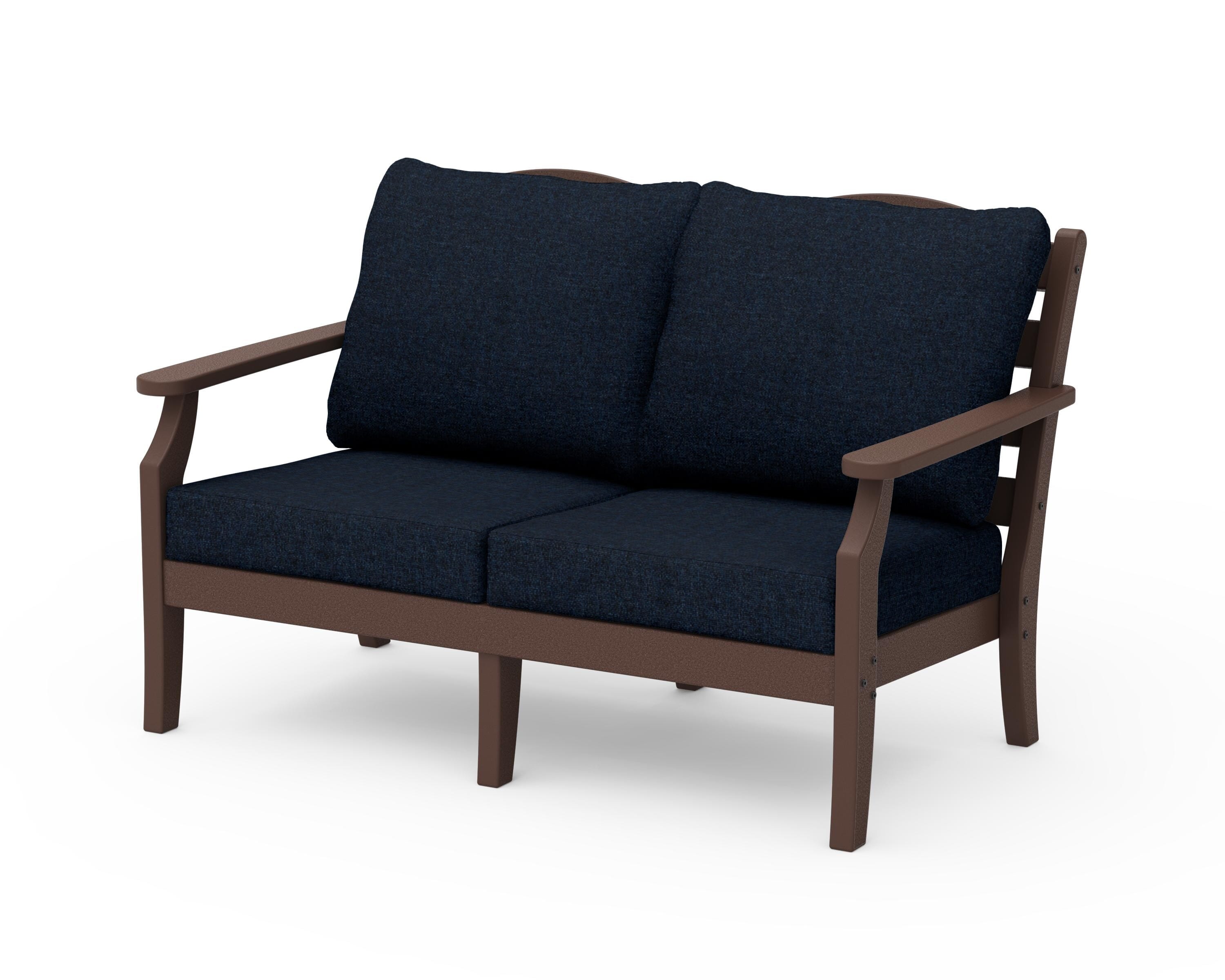 Draper James™ by  POLYWOOD® Savannah Deep Seating Loveseat in Mahogany / Marine Indigo