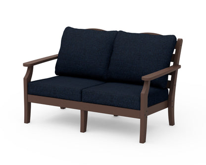 Draper James™ by  POLYWOOD® Savannah Deep Seating Loveseat in Mahogany / Marine Indigo