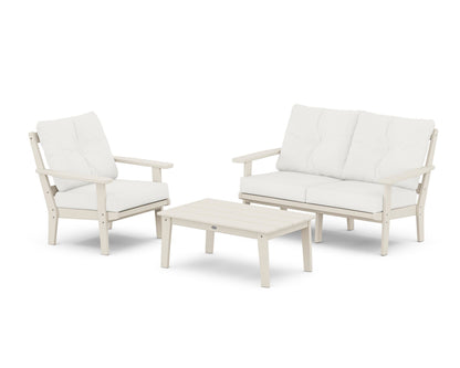 POLYWOOD® Oxford 3-Piece Deep Seating Set with Loveseat in Sand / Natural Linen