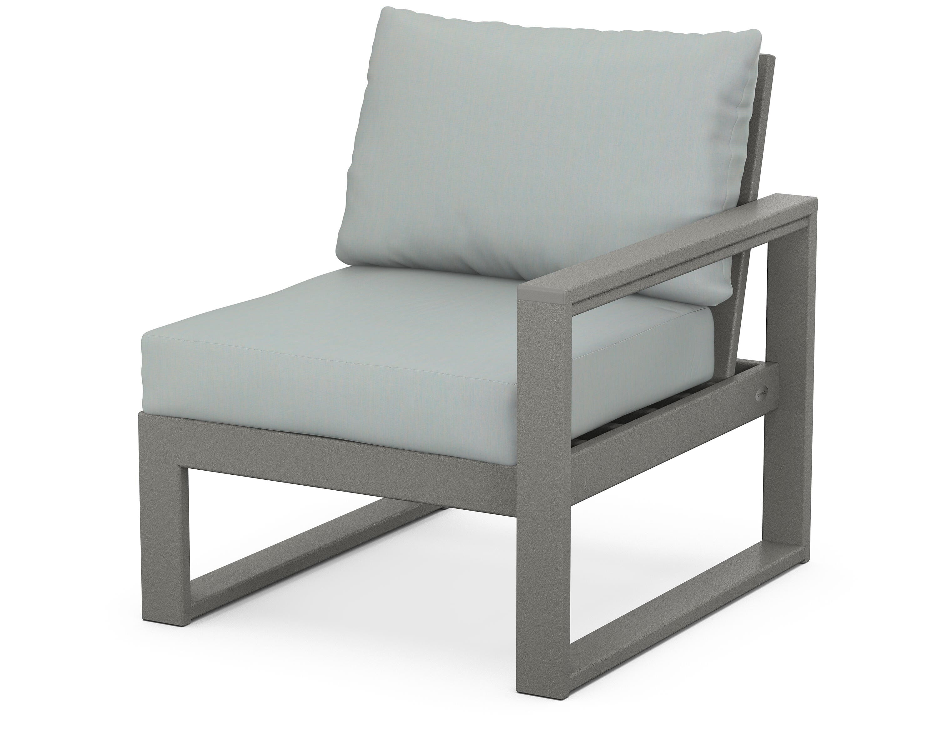 POLYWOOD® EDGE Modular Right Arm Chair in Slate Grey / Spa