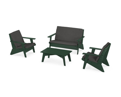 POLYWOOD® Riviera Modern Lounge 4-Piece Set in Green / Spectrum Carbon