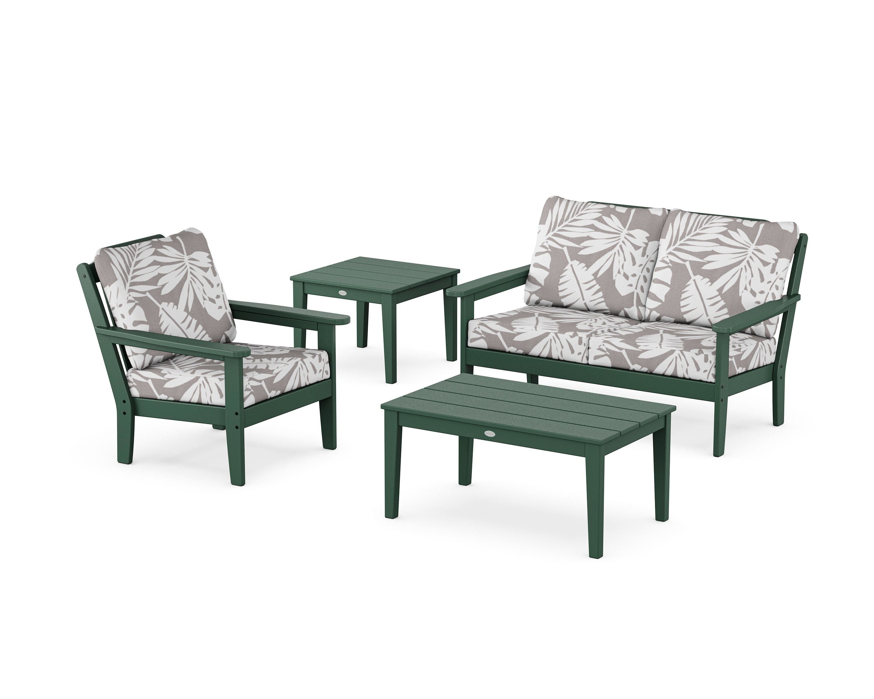 Country Living Wovendale 4-Piece Deep Seating Set in Green / Leaf Grey Mist