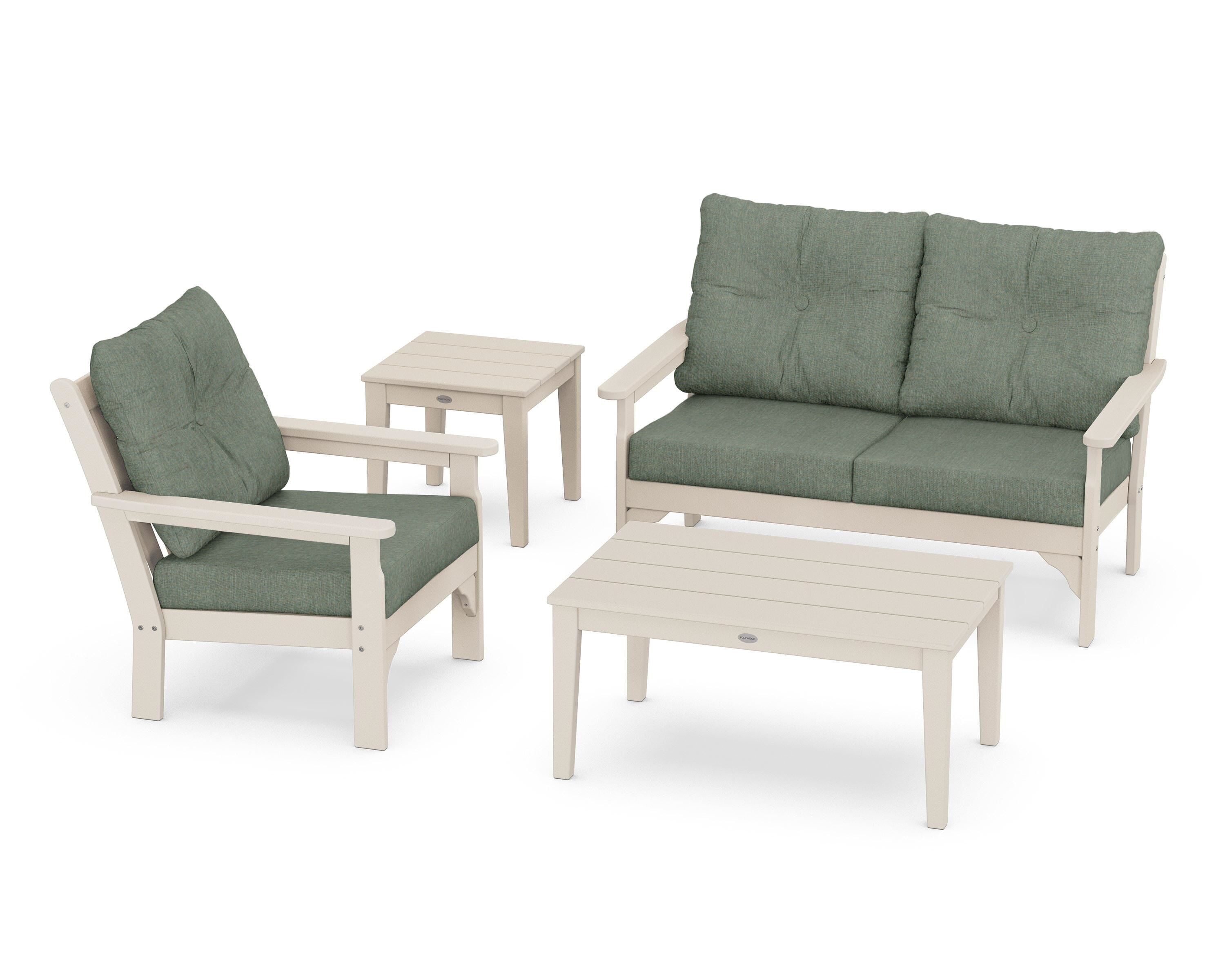 POLYWOOD® Vineyard 4-Piece Deep Seating Set in Sand / Cast Sage