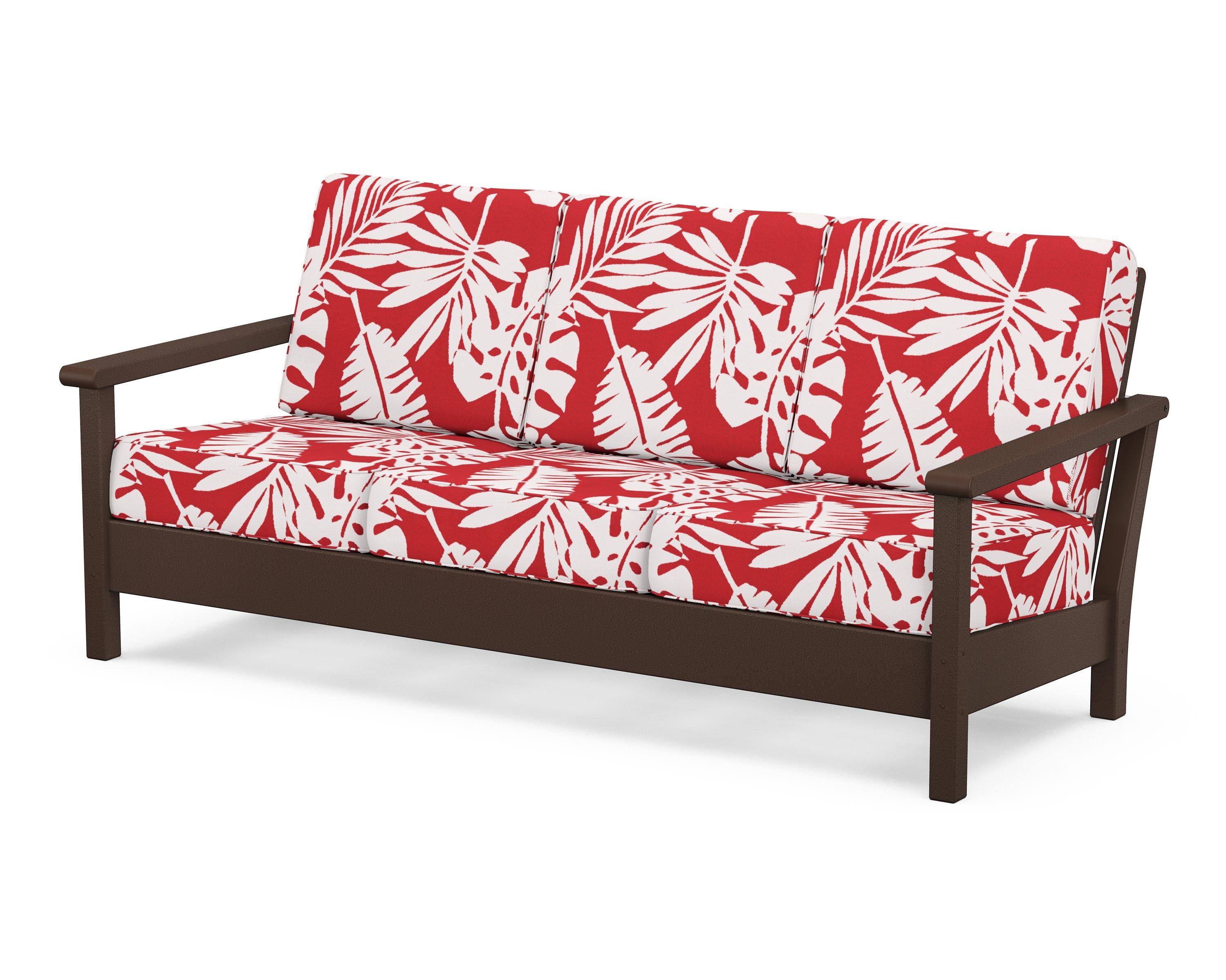 POLYWOOD® Harbour Deep Seating Sofa in Mahogany / Leaf Crimson