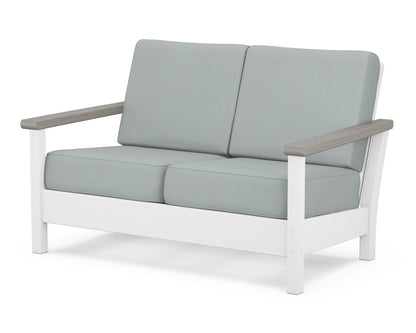POLYWOOD® Harbour Deep Seating Loveseat in White / Driftwood / Spa