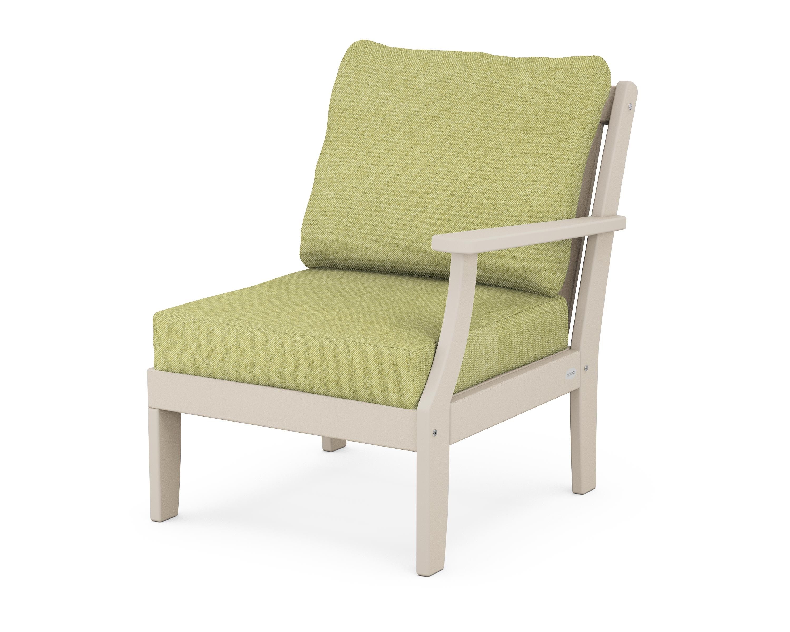POLYWOOD® Braxton Modular Right Arm Chair in Sand / Chartreuse Boucle