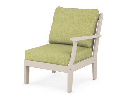 POLYWOOD® Braxton Modular Right Arm Chair in Sand / Chartreuse Boucle