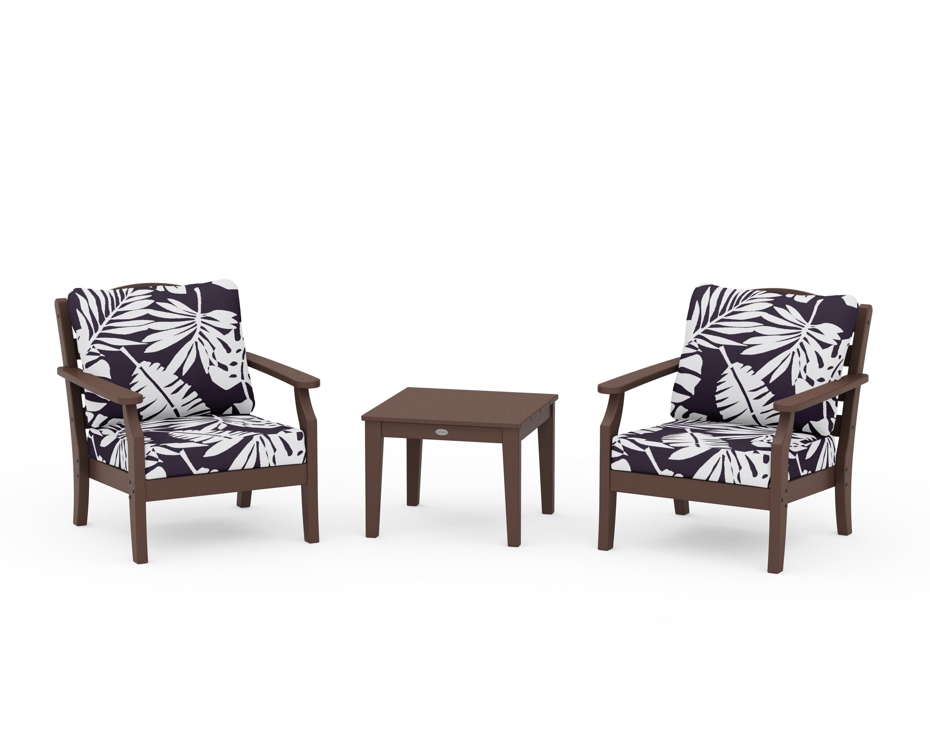 Draper James™ by  POLYWOOD® Savannah 3-Piece Deep Seating Set in Mahogany / Leaf Navy