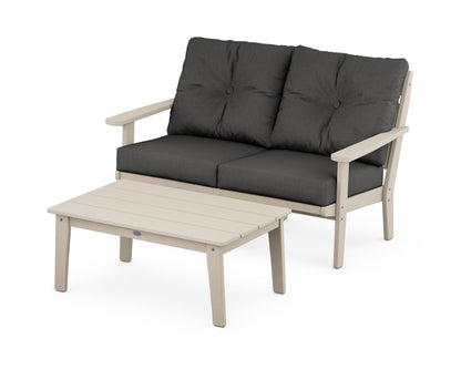 POLYWOOD® Lakeside 2-Piece Lounge Loveseat Set in Sand / Spectrum Carbon