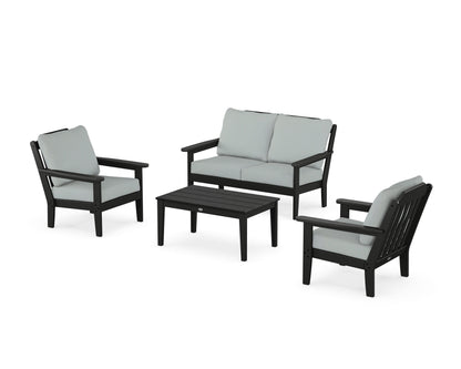 Country Living Cottage 4-Piece Deep Seating Set with Loveseat in Black / Spa