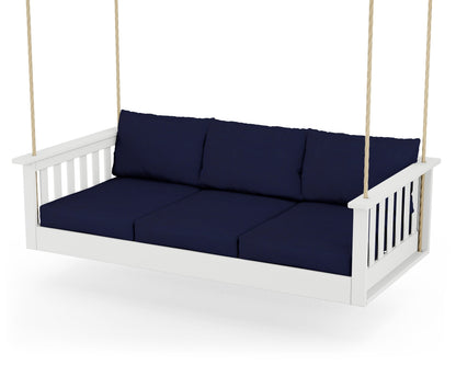 POLYWOOD® Vineyard Daybed Swing in White / Navy