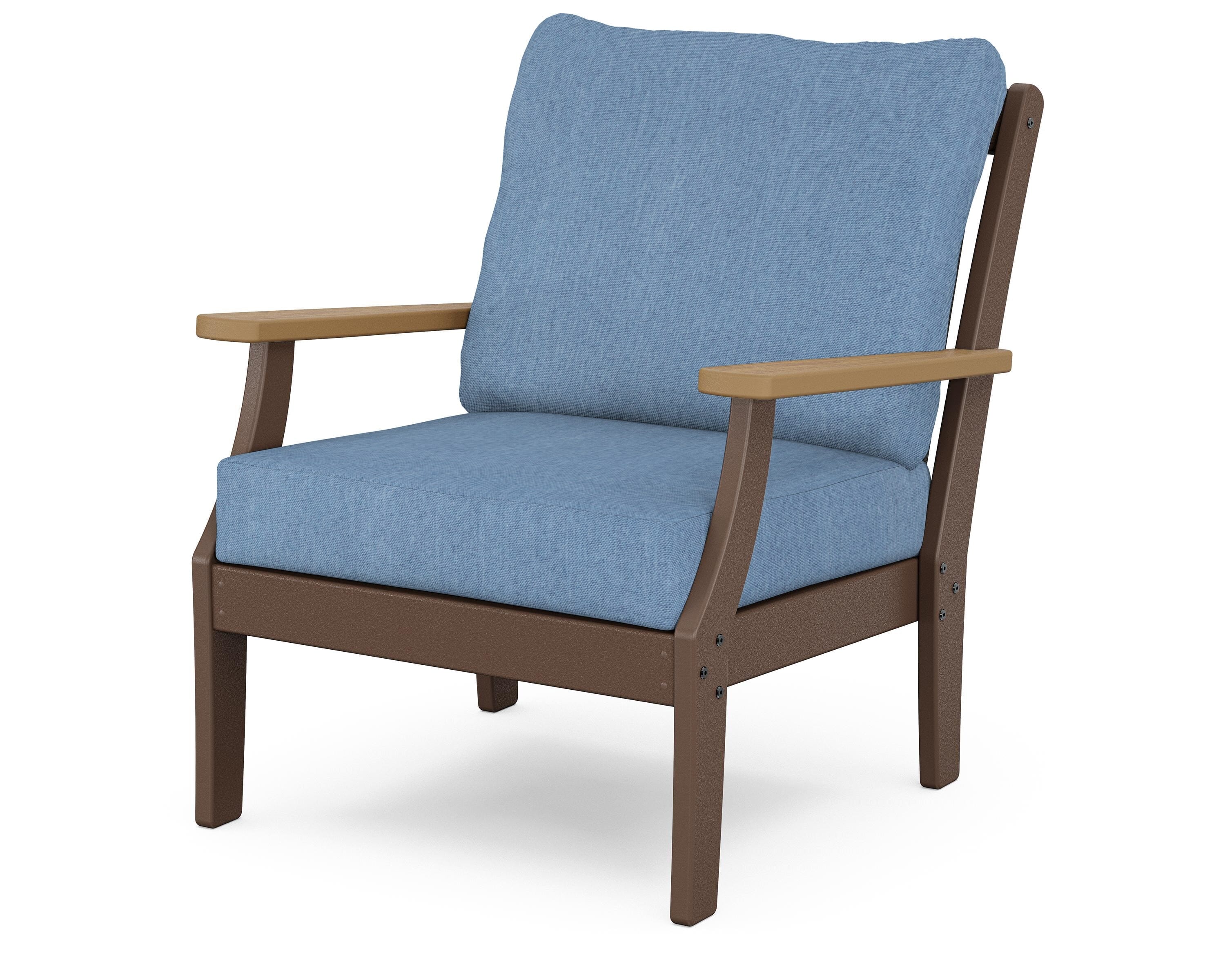 POLYWOOD® Braxton Deep Seating Chair in Mahogany / Natural / Sky Blue
