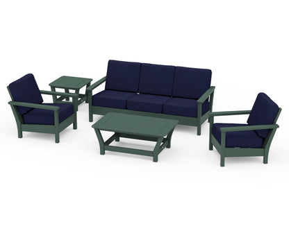 POLYWOOD® Harbour 5-Piece Deep Seating Set in Green / Navy