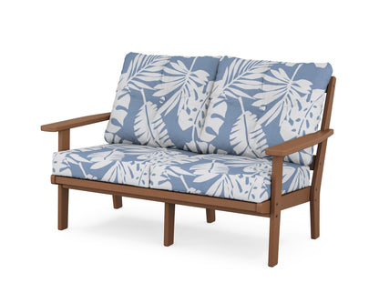 POLYWOOD® Prairie Deep Seating Loveseat in Teak / Leaf Sky Blue