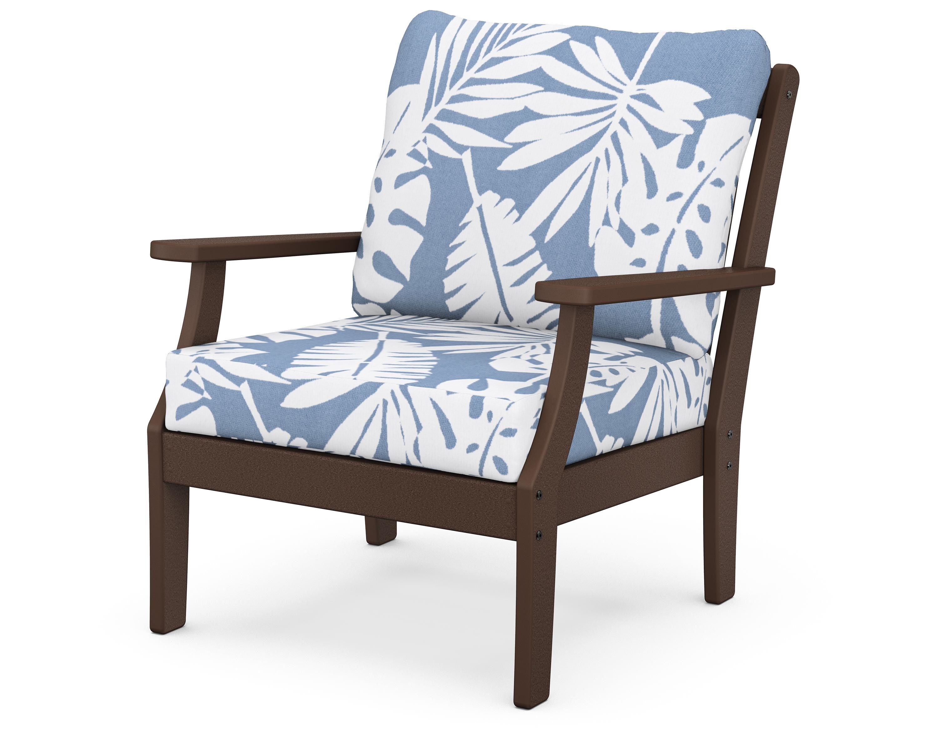POLYWOOD® Braxton Deep Seating Chair in Mahogany / Leaf Sky Blue