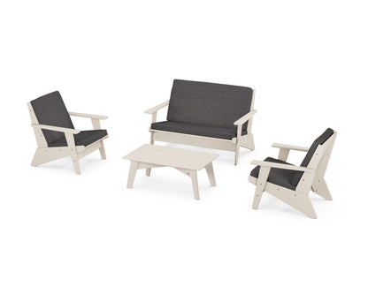 POLYWOOD® Riviera Modern Lounge 4-Piece Set in Sand / Ash Charcoal