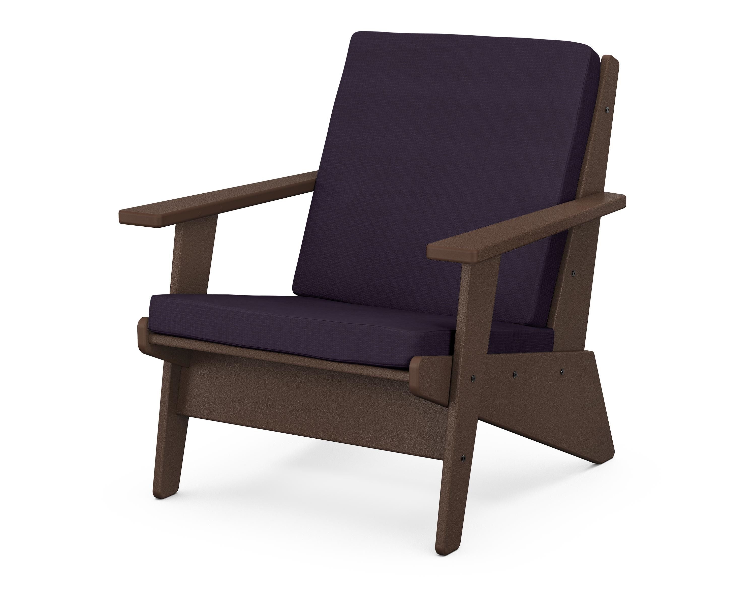 POLYWOOD® Riviera Modern Lounge Chair in Mahogany / Navy Linen