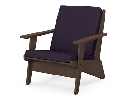 POLYWOOD® Riviera Modern Lounge Chair in Mahogany / Navy Linen