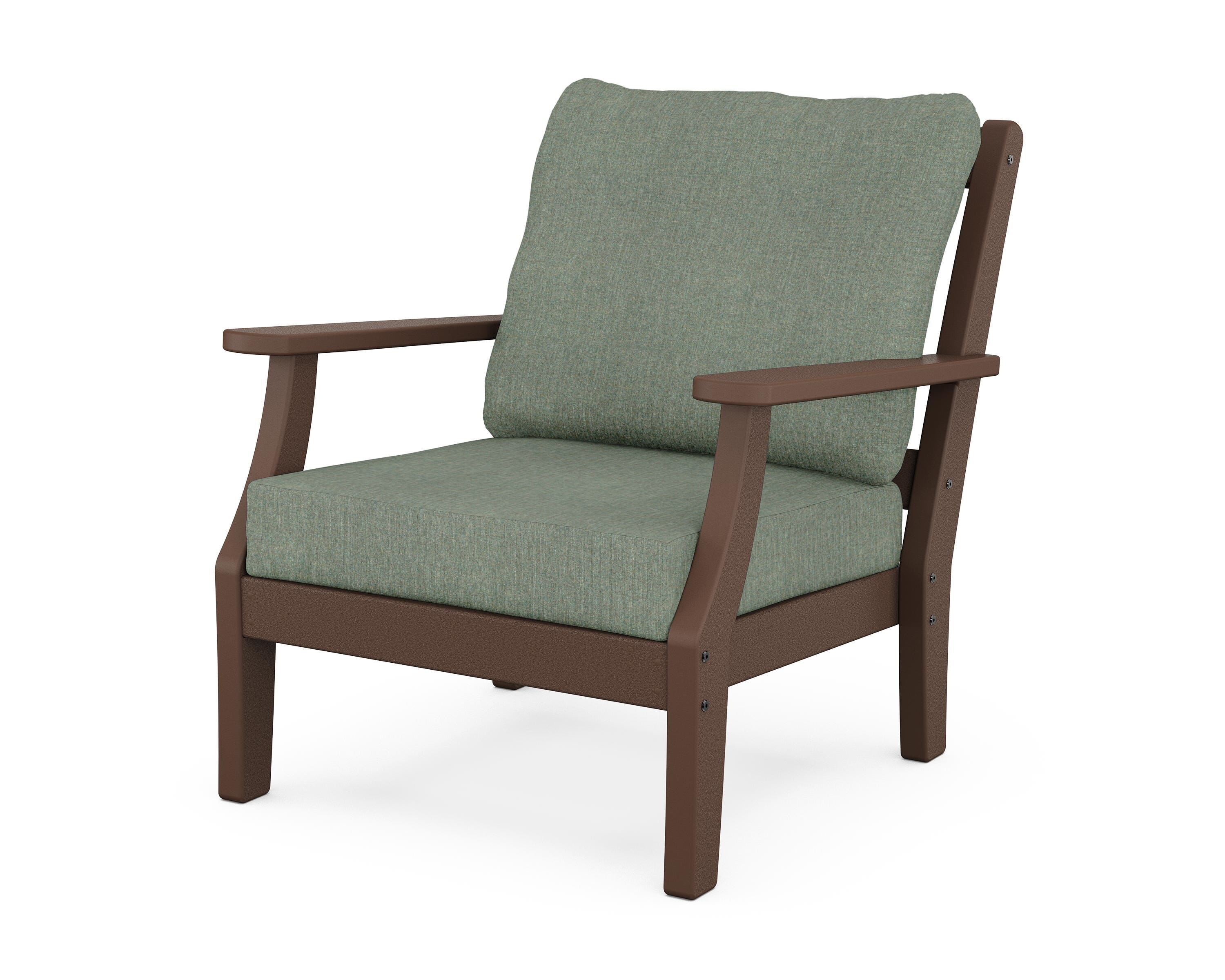 Martha Stewart by POLYWOOD® Chinoiserie Deep Seating Chair in Mahogany / Cast Sage