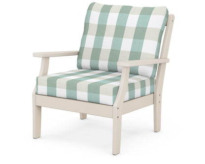 POLYWOOD® Braxton Deep Seating Chair in Sand / Buffalo Plaid Glacier Spa