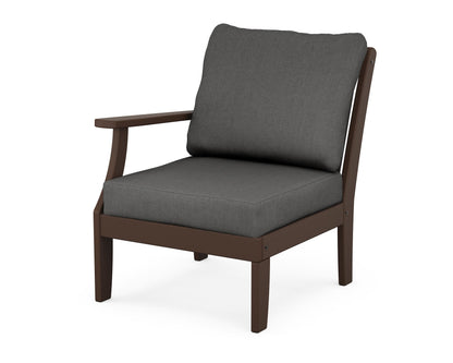 POLYWOOD® Braxton Modular Left Arm Chair in Mahogany / Spectrum Carbon