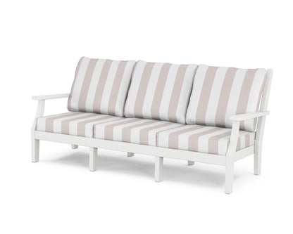 Country Living Wovendale Deep Seating Sofa in White / Cabana Stripe Dune Burlap