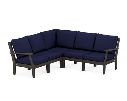 POLYWOOD® Braxton Modular 5-Piece Deep Seating Set in Vintage Coffee / Navy
