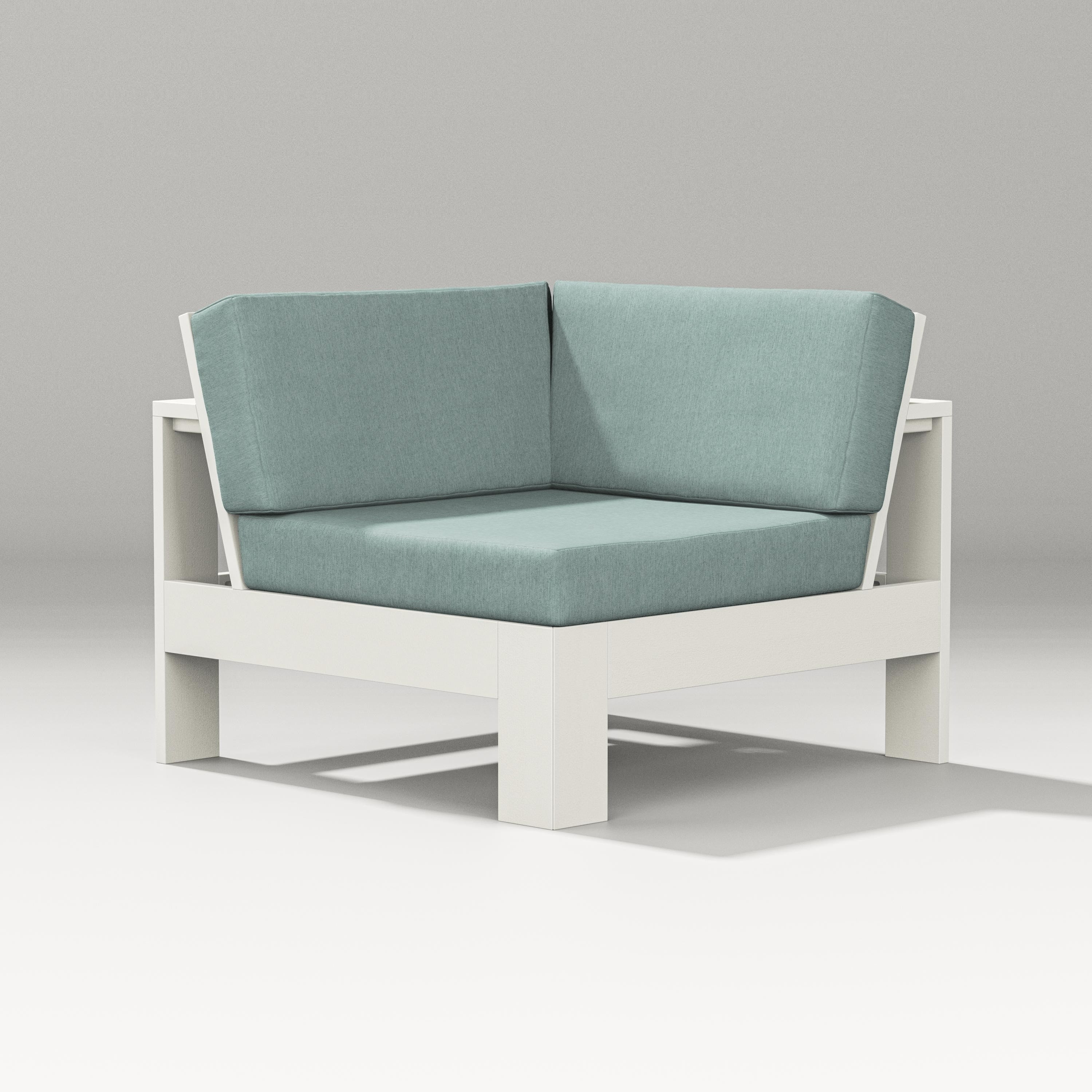 PW Designer Series Latitude Modular Corner Chair in Vintage White / Glacier Spa