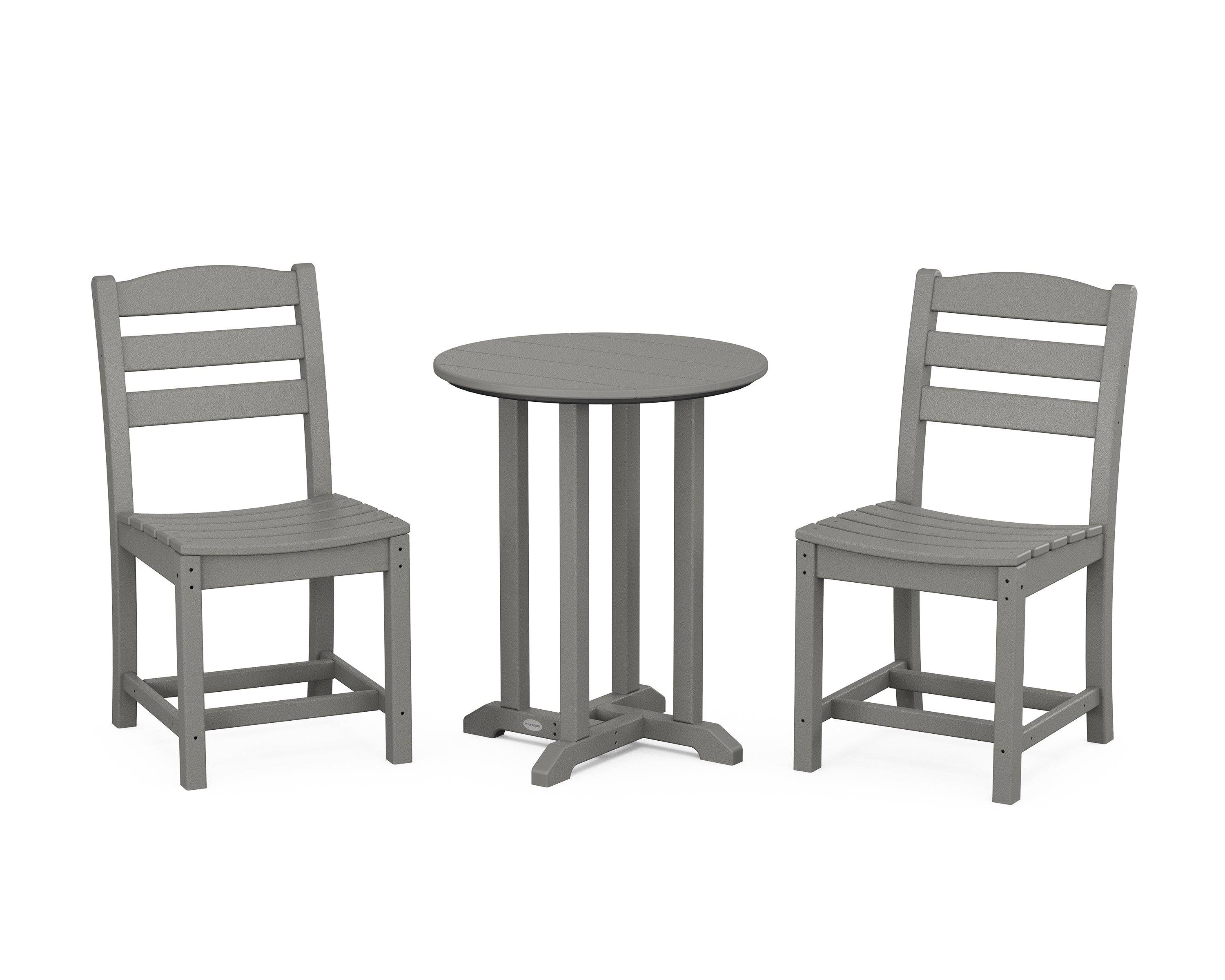 POLYWOOD® La Casa Café Side Chair 3-Piece Round Bistro Dining Set in Slate Grey