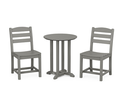 POLYWOOD® La Casa Café Side Chair 3-Piece Round Bistro Dining Set in Slate Grey
