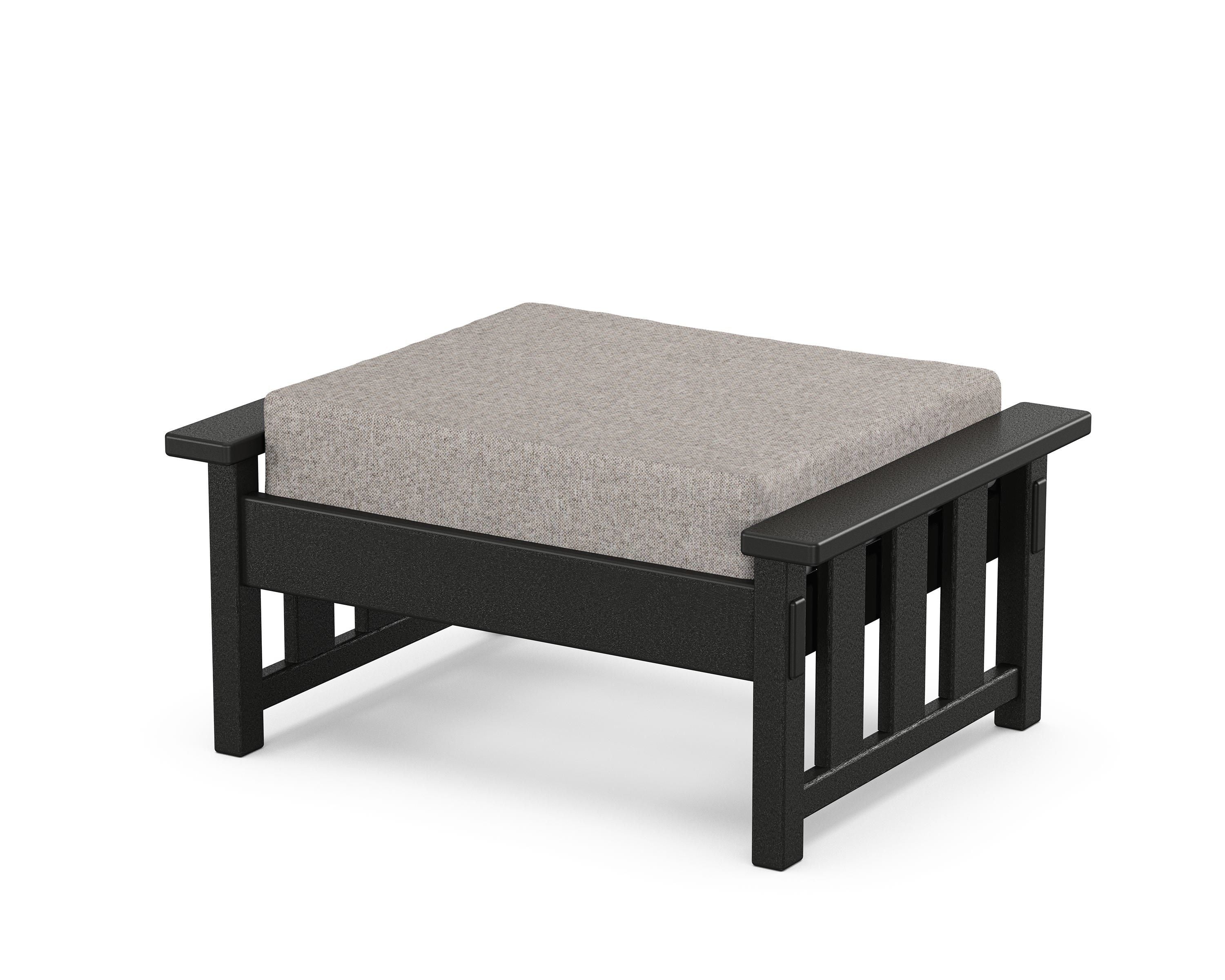 Martha Stewart by POLYWOOD® Acadia Deep Seating Ottoman in Black / Weathered Tweed